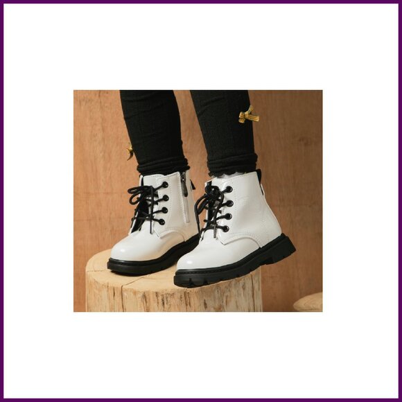 Toddler Hiking Boots PU Leather Rubber Sole Ankle Sneakers Durable - Picture 7 of 8